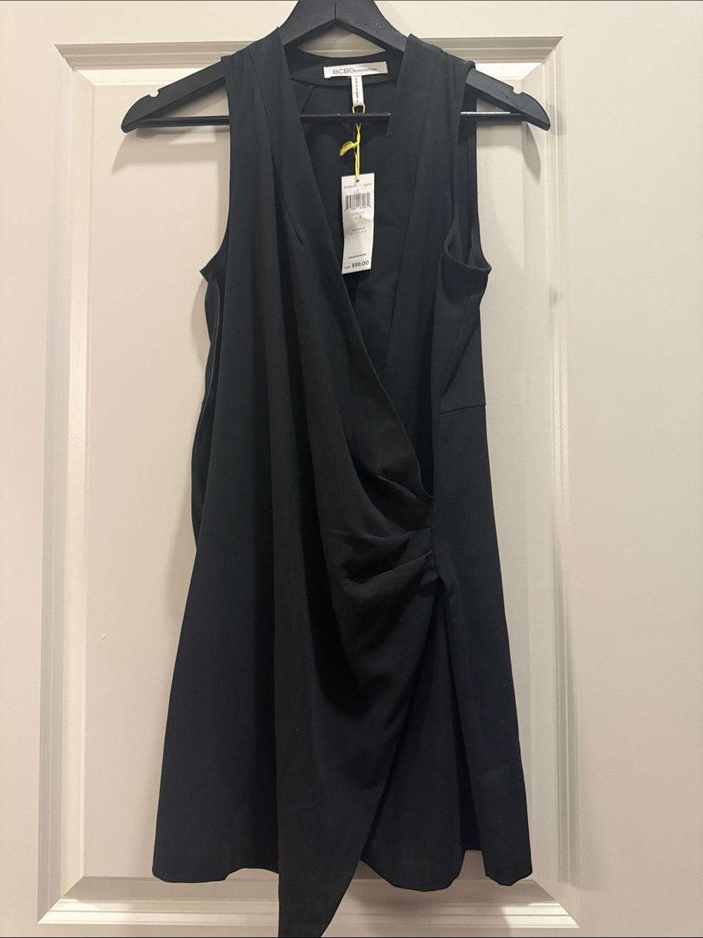 BCBGeneration Black Sleeveless Draped Mini Dress